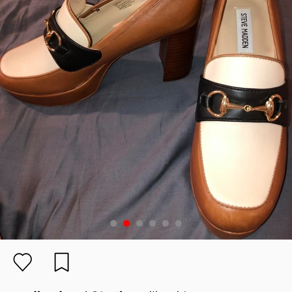 Pair of Steve Madden Tan, White and Black Color Block Platform Loafers Size 8.5 - Picture 2 of 7